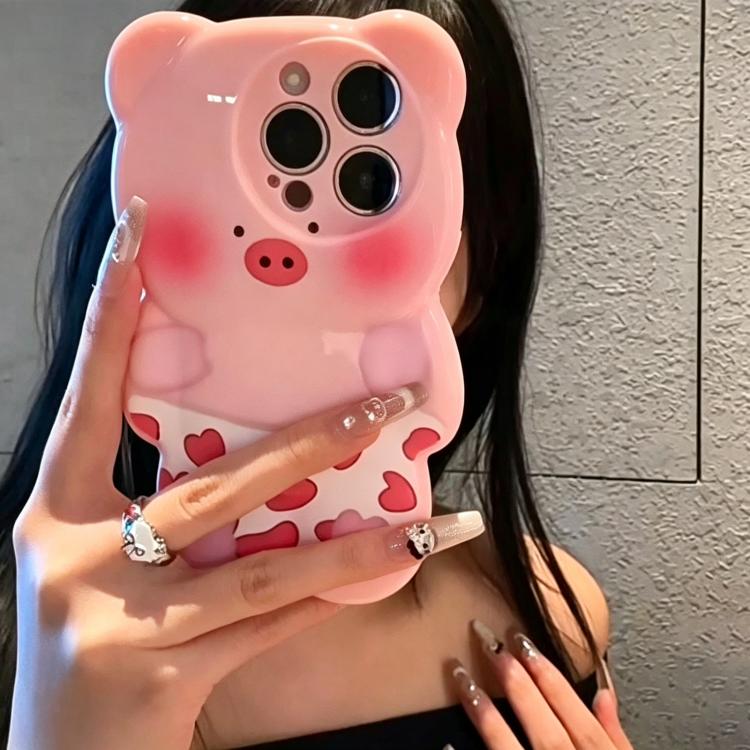 For iPhone 17 Pro Cute 3D Pig Shockproof TPU Phone Case