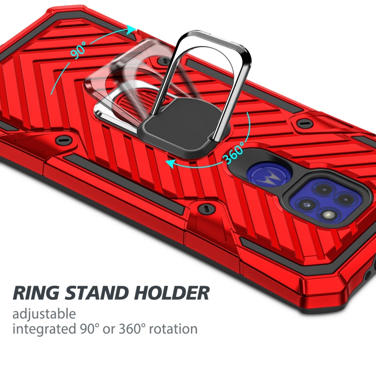 For Motorola Moto G9 Play Cool Armor PC + TPU Shockproof Case with 360 Degree Rotation Ring Holder