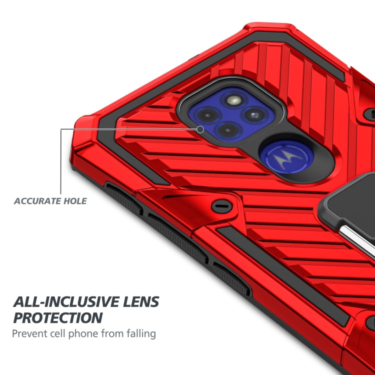 For Motorola Moto G9 Play Cool Armor PC + TPU Shockproof Case with 360 Degree Rotation Ring Holder