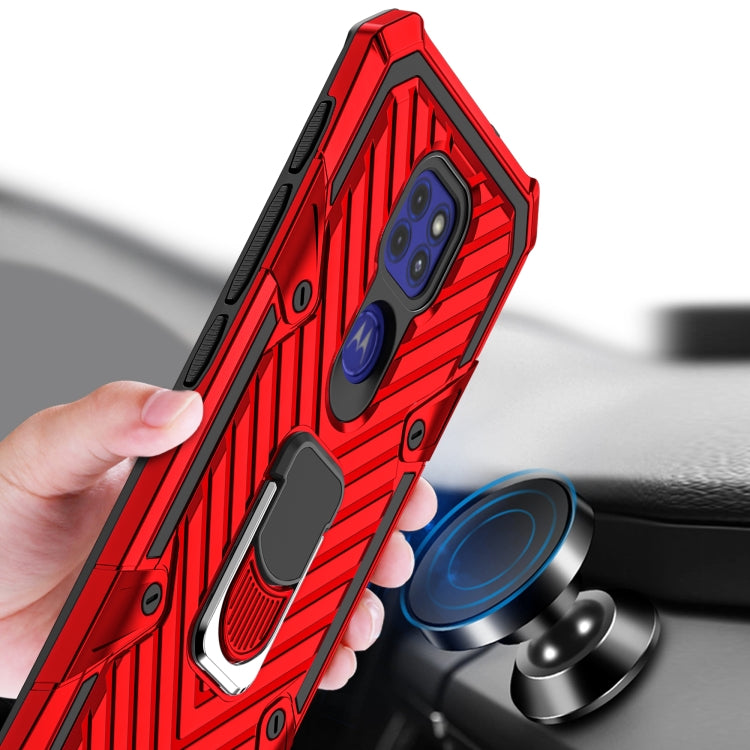 For Motorola Moto G9 Play Cool Armor PC + TPU Shockproof Case with 360 Degree Rotation Ring Holder