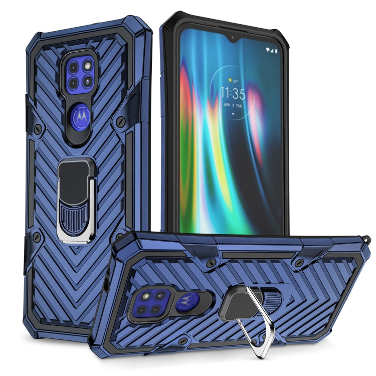 For Motorola Moto G9 Play Cool Armor PC + TPU Shockproof Case with 360 Degree Rotation Ring Holder