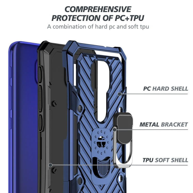 For Motorola Moto G9 Play Cool Armor PC + TPU Shockproof Case with 360 Degree Rotation Ring Holder