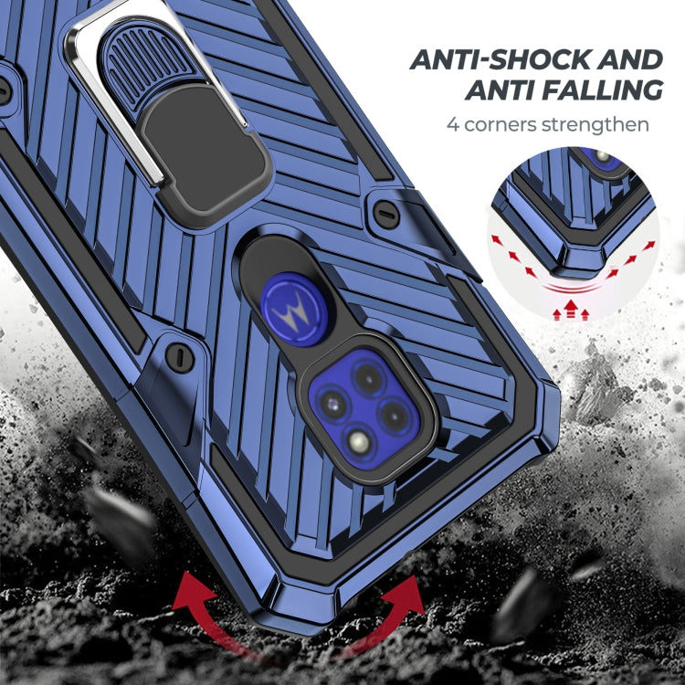 For Motorola Moto G9 Play Cool Armor PC + TPU Shockproof Case with 360 Degree Rotation Ring Holder