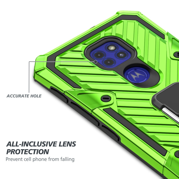 For Motorola Moto G9 Play Cool Armor PC + TPU Shockproof Case with 360 Degree Rotation Ring Holder
