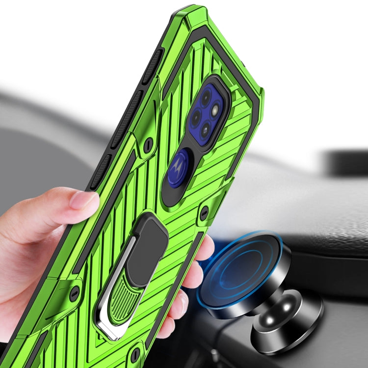 For Motorola Moto G9 Play Cool Armor PC + TPU Shockproof Case with 360 Degree Rotation Ring Holder