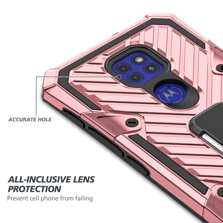 For Motorola Moto G9 Play Cool Armor PC + TPU Shockproof Case with 360 Degree Rotation Ring Holder