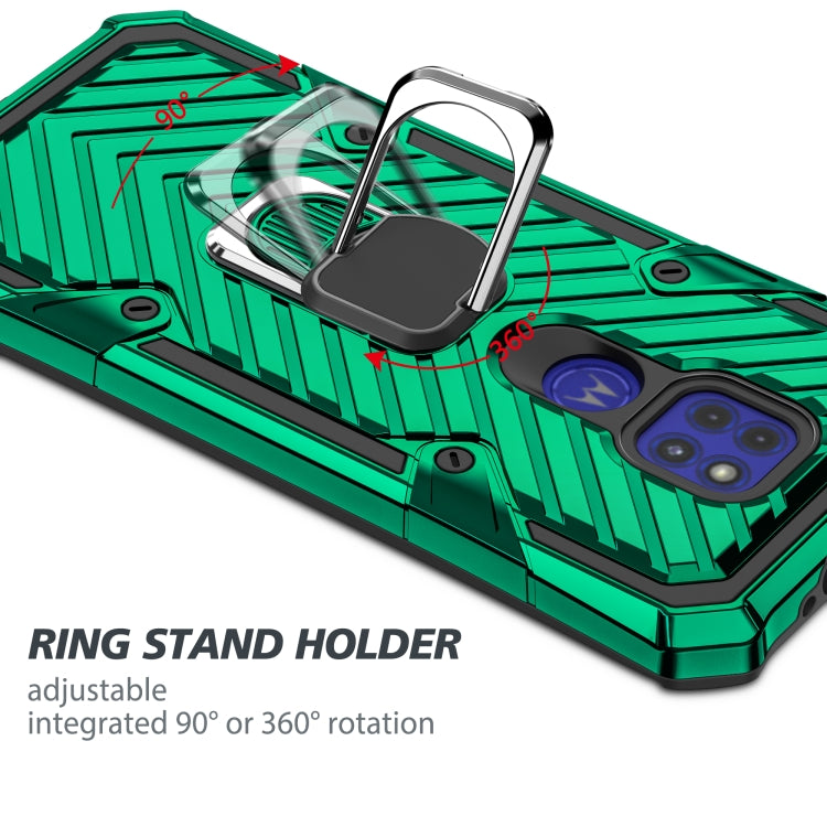For Motorola Moto G9 Play Cool Armor PC + TPU Shockproof Case with 360 Degree Rotation Ring Holder
