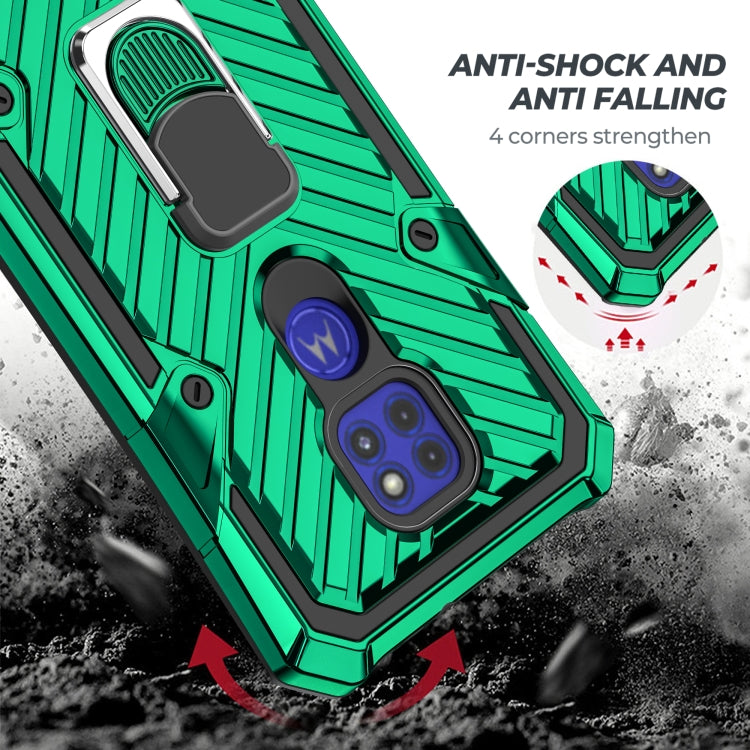 For Motorola Moto G9 Play Cool Armor PC + TPU Shockproof Case with 360 Degree Rotation Ring Holder