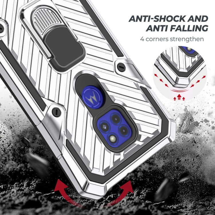 For Motorola Moto G9 Play Cool Armor PC + TPU Shockproof Case with 360 Degree Rotation Ring Holder