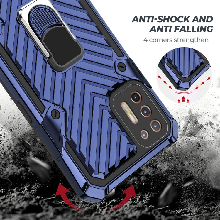For Motorola Moto G9 Plus Cool Armor PC + TPU Shockproof Case with 360 Degree Rotation Ring Holder