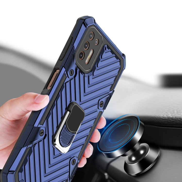 For Motorola Moto G9 Plus Cool Armor PC + TPU Shockproof Case with 360 Degree Rotation Ring Holder
