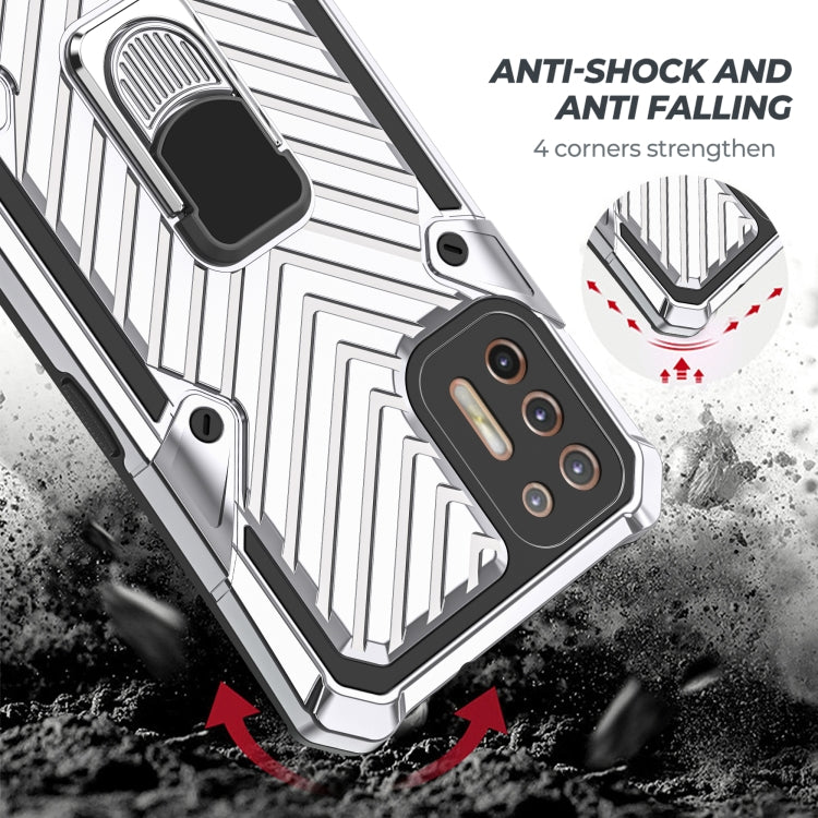 For Motorola Moto G9 Plus Cool Armor PC + TPU Shockproof Case with 360 Degree Rotation Ring Holder