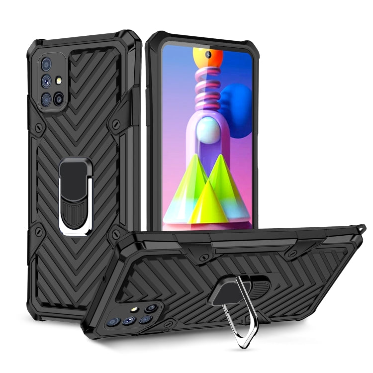 For Samsung Galaxy M51 Cool Armor PC + TPU Shockproof Case with 360 Degree Rotation Ring Holder