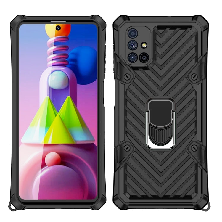 For Samsung Galaxy M51 Cool Armor PC + TPU Shockproof Case with 360 Degree Rotation Ring Holder