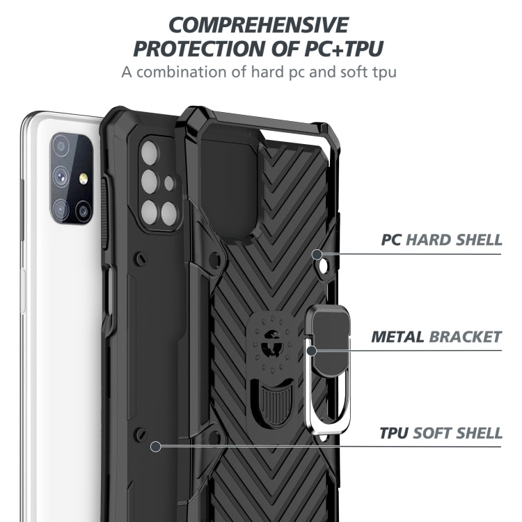 For Samsung Galaxy M51 Cool Armor PC + TPU Shockproof Case with 360 Degree Rotation Ring Holder