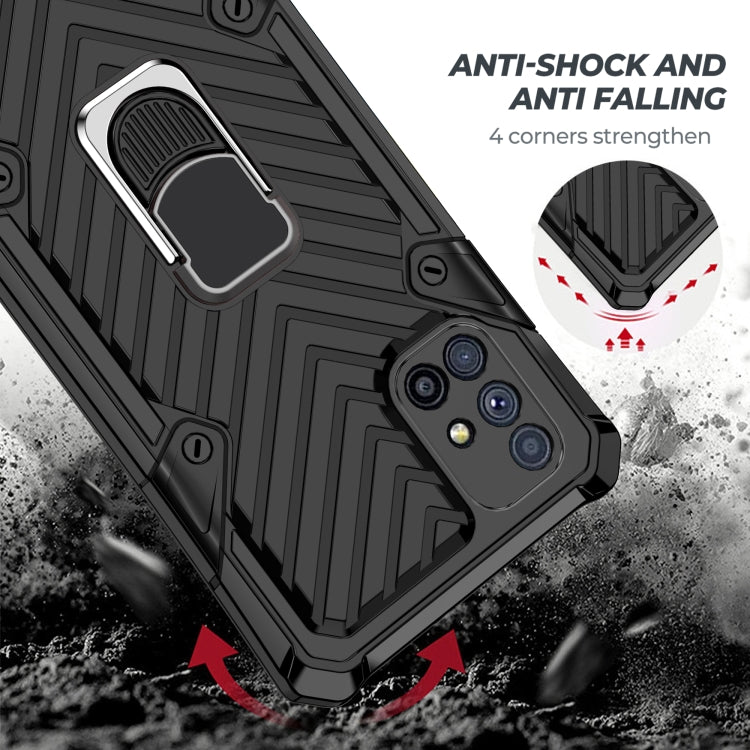 For Samsung Galaxy M51 Cool Armor PC + TPU Shockproof Case with 360 Degree Rotation Ring Holder
