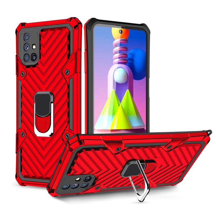 For Samsung Galaxy M51 Cool Armor PC + TPU Shockproof Case with 360 Degree Rotation Ring Holder