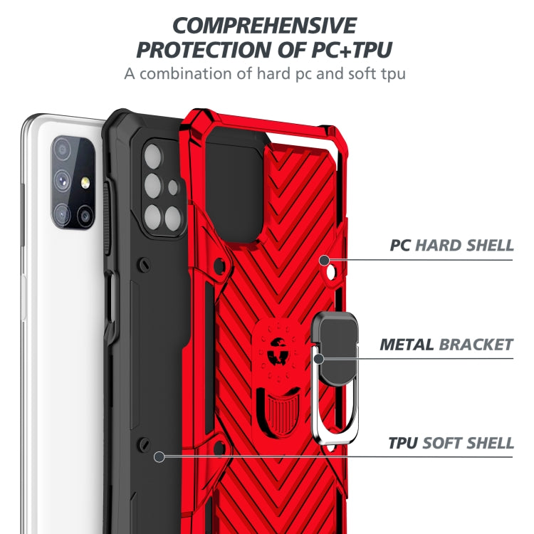 For Samsung Galaxy M51 Cool Armor PC + TPU Shockproof Case with 360 Degree Rotation Ring Holder