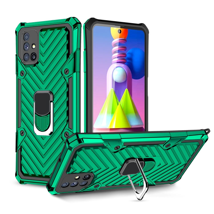 For Samsung Galaxy M51 Cool Armor PC + TPU Shockproof Case with 360 Degree Rotation Ring Holder