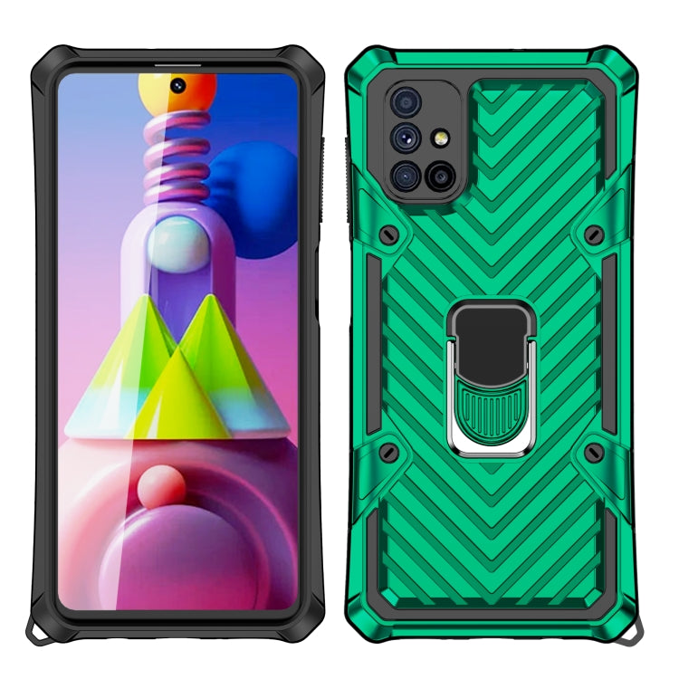 For Samsung Galaxy M51 Cool Armor PC + TPU Shockproof Case with 360 Degree Rotation Ring Holder