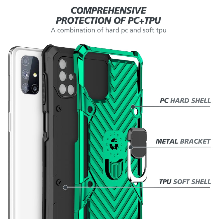 For Samsung Galaxy M51 Cool Armor PC + TPU Shockproof Case with 360 Degree Rotation Ring Holder
