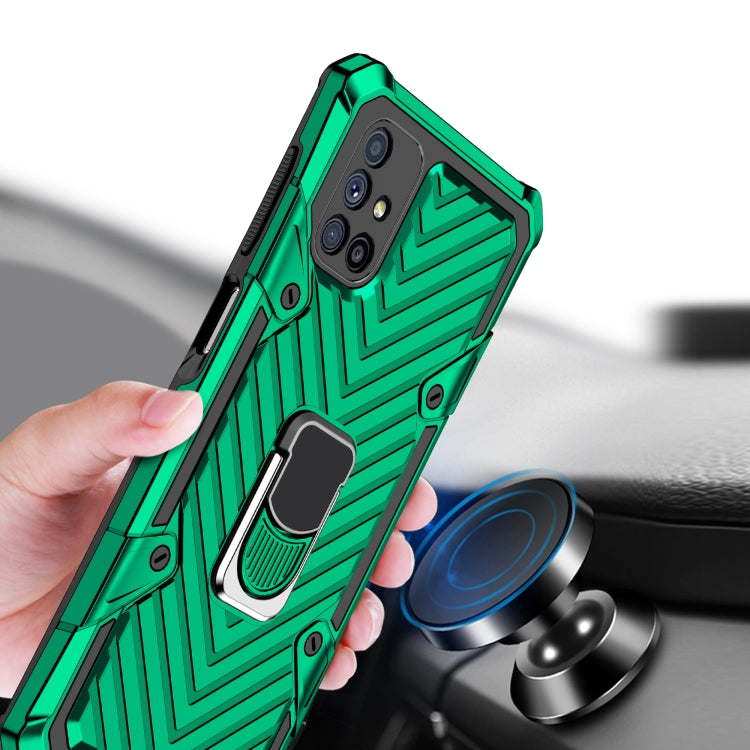 For Samsung Galaxy M51 Cool Armor PC + TPU Shockproof Case with 360 Degree Rotation Ring Holder