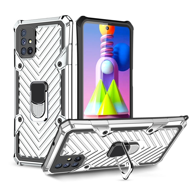 For Samsung Galaxy M51 Cool Armor PC + TPU Shockproof Case with 360 Degree Rotation Ring Holder