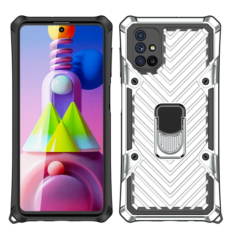 For Samsung Galaxy M51 Cool Armor PC + TPU Shockproof Case with 360 Degree Rotation Ring Holder