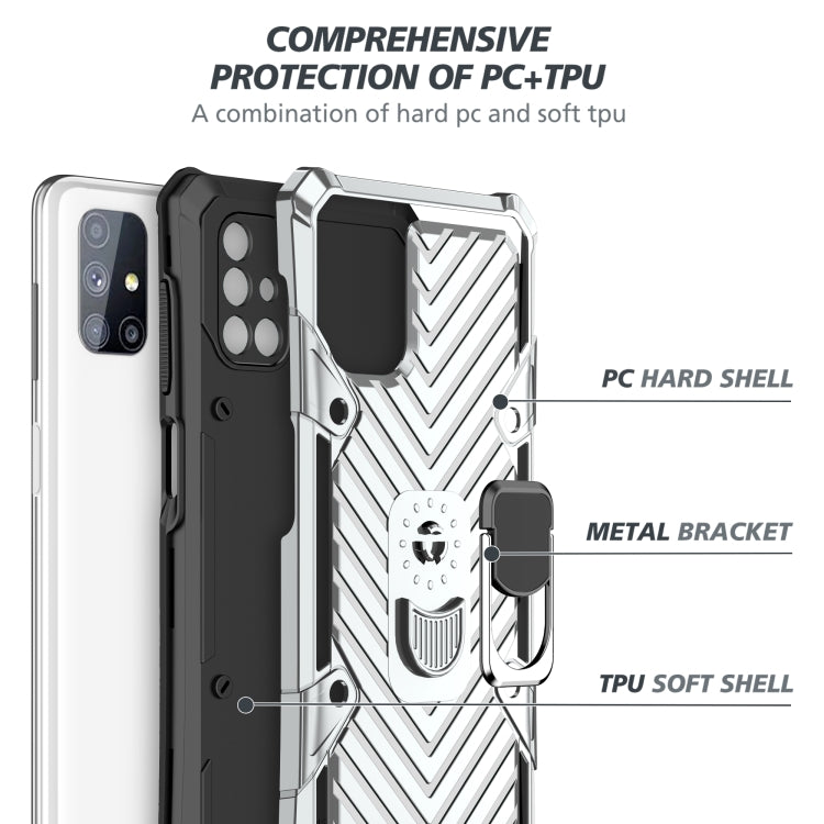 For Samsung Galaxy M51 Cool Armor PC + TPU Shockproof Case with 360 Degree Rotation Ring Holder