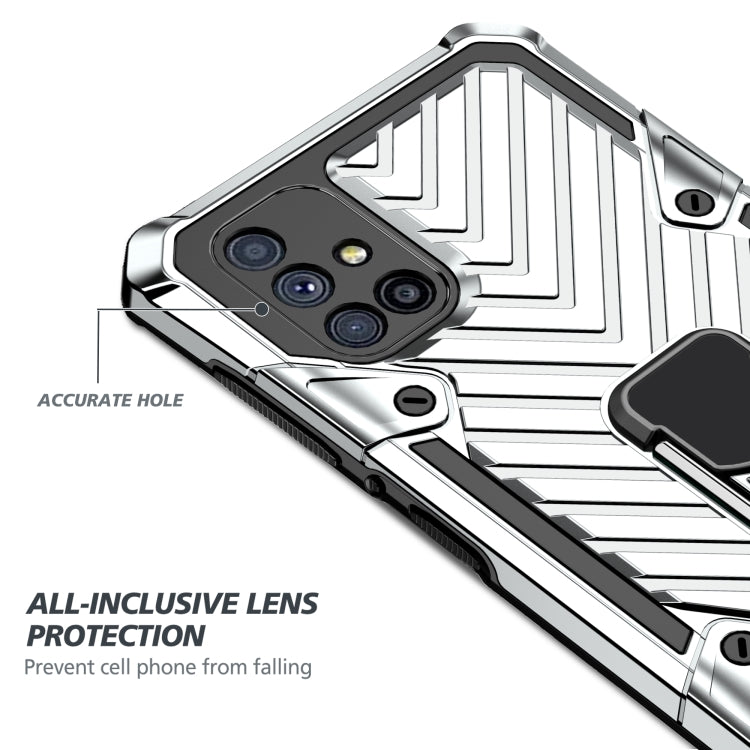 For Samsung Galaxy M51 Cool Armor PC + TPU Shockproof Case with 360 Degree Rotation Ring Holder