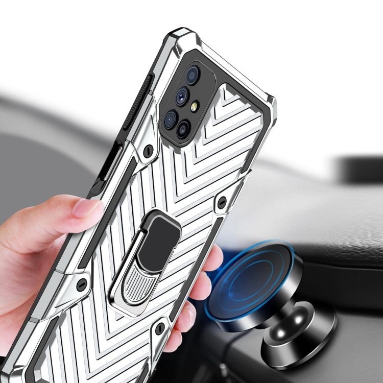 For Samsung Galaxy M51 Cool Armor PC + TPU Shockproof Case with 360 Degree Rotation Ring Holder