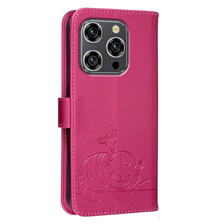 For Oukitel WP52 5G Cat Butterfly Embossed RFID Vegan Leather Phone Case with Strap
