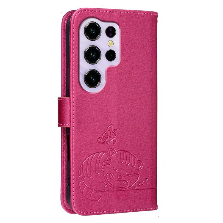 For Oukitel C2 4G 2025 Cat Butterfly Embossed RFID Vegan Leather Phone Case with Strap