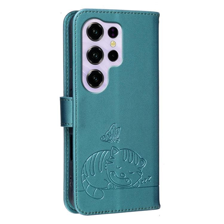 For Oukitel C2 4G 2025 Cat Butterfly Embossed RFID Vegan Leather Phone Case with Strap