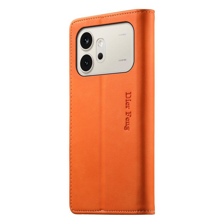 For Honor 600 Global / 600 Pro Global Dierfeng Metal Snap Magnetic RFID Vegan Leather Phone Case