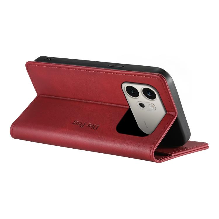 For Honor 600 Global / 600 Pro Global Dierfeng Metal Snap Magnetic RFID Vegan Leather Phone Case