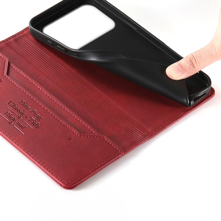 For Honor 600 Global / 600 Pro Global Dierfeng Metal Snap Magnetic RFID Vegan Leather Phone Case