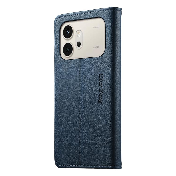 For Honor 600 Global / 600 Pro Global Dierfeng Metal Snap Magnetic RFID Vegan Leather Phone Case