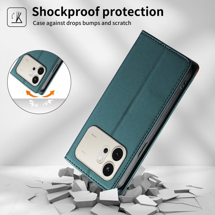 For Honor 600 Global / 600 Pro Global Dierfeng Splicing Strong Magnetic RFID Vegan Leather Phone Case