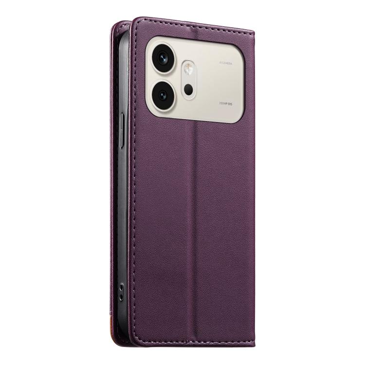 For Honor 600 Global / 600 Pro Global Dierfeng Splicing Strong Magnetic RFID Vegan Leather Phone Case
