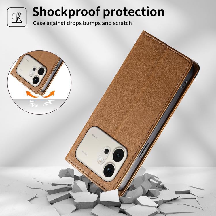 For Honor 600 Global / 600 Pro Global Dierfeng Splicing Strong Magnetic RFID Vegan Leather Phone Case