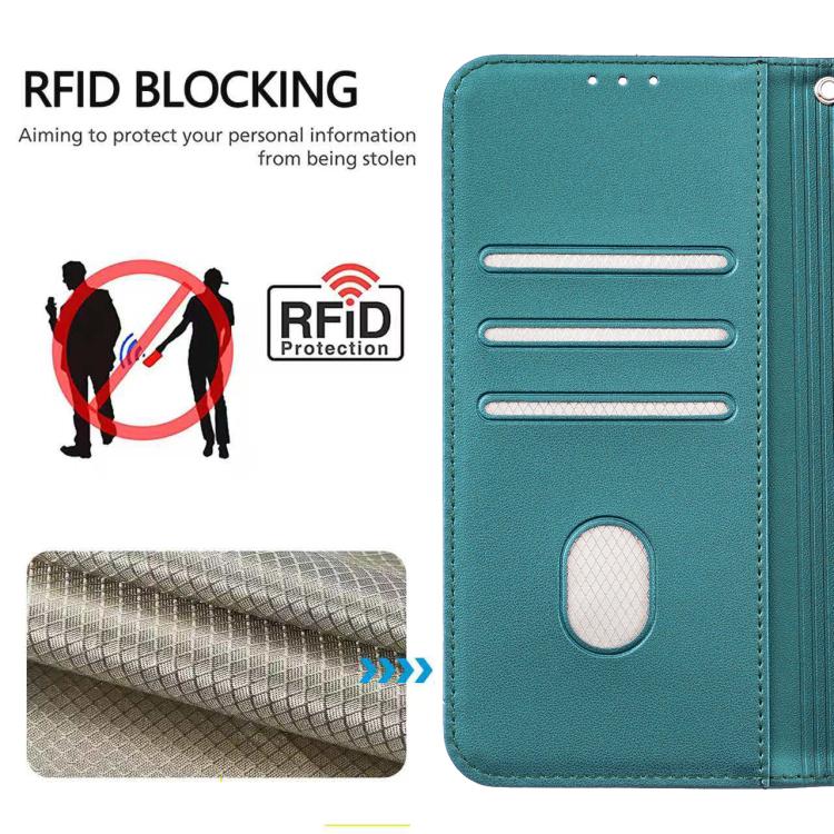For Sharp Aquos wish4 Cat Butterfly Embossed RFID Vegan Leather Phone Case with Strap