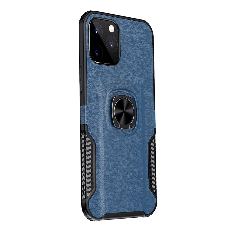 For iPhone 12 mini Litchi Texture Knight Armor Shockproof PC + Silicone Case with 360 Degree Rotation Magnetic Ring Holder