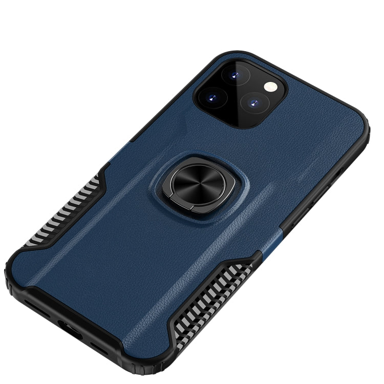 For iPhone 12 mini Litchi Texture Knight Armor Shockproof PC + Silicone Case with 360 Degree Rotation Magnetic Ring Holder