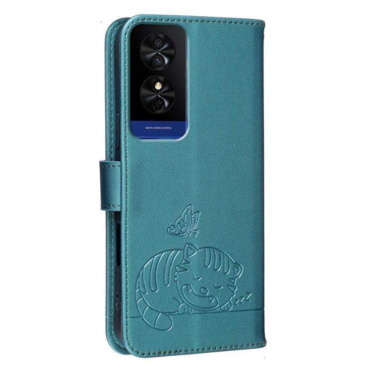 For TCL 50 Cat Butterfly Embossed RFID Vegan Leather Phone Case with Strap