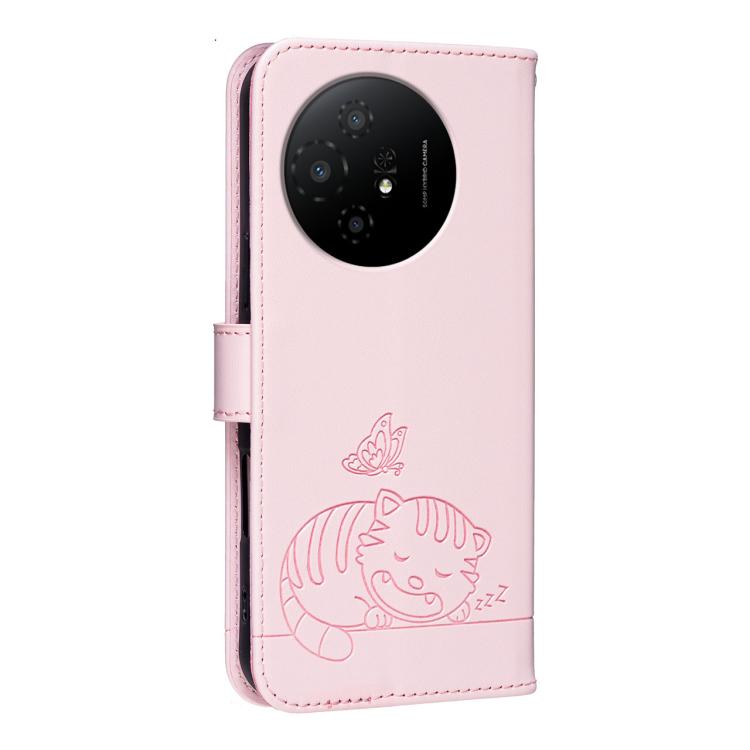 For TCL 50 XL Cat Butterfly Embossed RFID Vegan Leather Phone Case with Strap