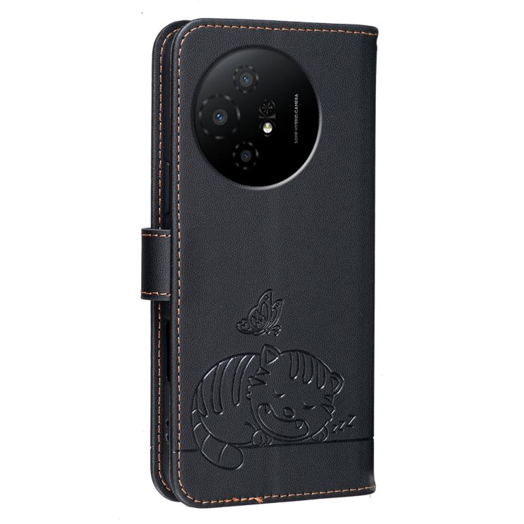 For TCL 50 XL Cat Butterfly Embossed RFID Vegan Leather Phone Case with Strap