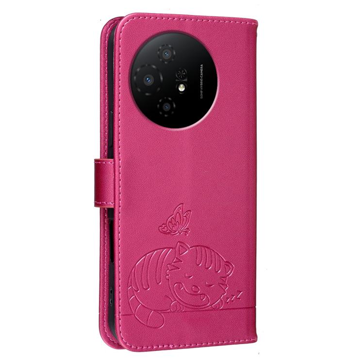 For TCL 50 XL Cat Butterfly Embossed RFID Vegan Leather Phone Case with Strap