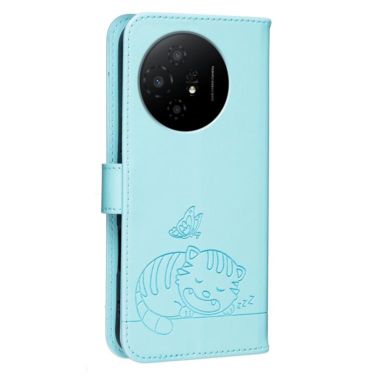 For TCL 50 XL Cat Butterfly Embossed RFID Vegan Leather Phone Case with Strap