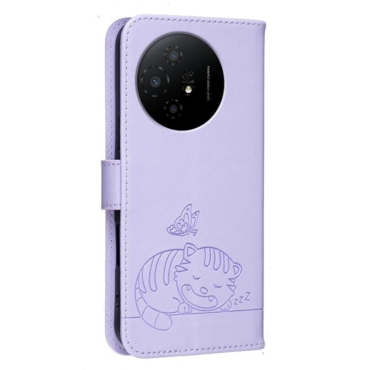 For TCL 50 XL Cat Butterfly Embossed RFID Vegan Leather Phone Case with Strap